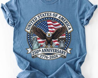 アメリカ記念シャツ、ヴィンテージアメリカンバースデーコンフォートカラーTシャツ、1776～2026年建国500周年記念ギフト、アメリカ史ユニセックスTシャツ
