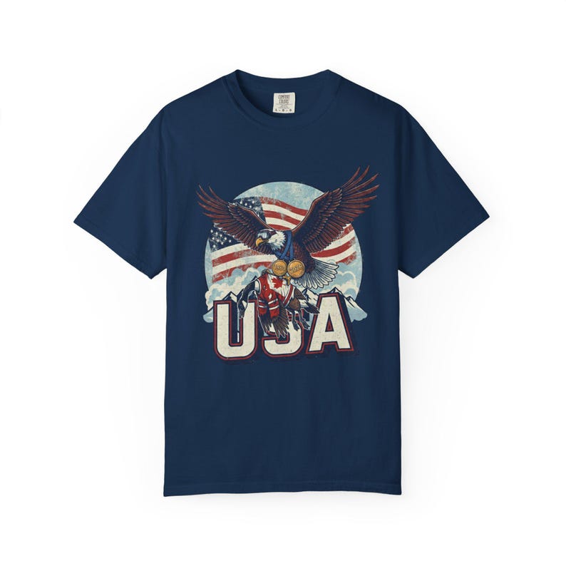 Funny USA Ice Hockey Eagle, USA Champions 2026 Shirt, USA Hockey Shirt 2026, Patriotic Ice Hockey Tee, Funny Sports Unisex T-shirt Navy