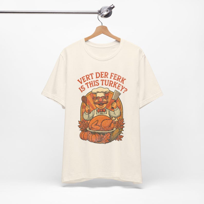 Camiseta divertida de Acción de Gracias con el chef sueco Vert Der Ferk, camiseta divertida para las fiestas, camiseta retro de los 70 con parodia de los Muppets, camiseta unisex de Acción de Gracias. imagen 1