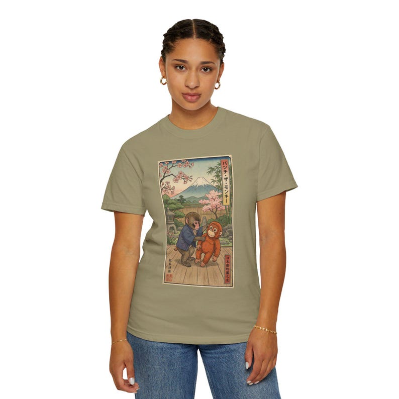 Punch The Monkey Comfort Colors Shirt, Baby Monkey Punch Tee, Japanese Zoo Monkey Unisex T-shirt image 4