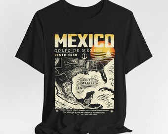 Gulf of Mexico Shirt, Golfo de México 1550 Retro Vintage Art Shirt, Vacation Mexico Shirt, Gulf of Mexico, Gulf of Mexico Forever Unisex Tee