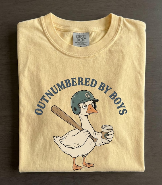 Funny Boy Mom Shirt, Outnumbered By Boys Tee, Baseball Mom Goose Graphic, Exhausted Mom Gift, Boy Mom Announcement Unisex T-shirt