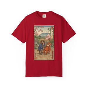 Punch The Monkey Comfort Colors Shirt, Baby Monkey Punch Tee, Japanese Zoo Monkey Unisex T-shirt Red
