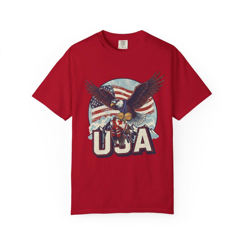 Funny USA Ice Hockey Eagle, USA Champions 2026 Shirt, USA Hockey Shirt 2026, Patriotic Ice Hockey Tee, Funny Sports Unisex T-shirt Red