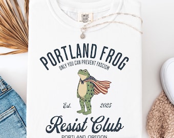 Portland Frog Protestskjorta, Comfort Colors Resist T-shirt, Protest Frog T-shirt, Progressiv Protestskjorta, Portland Frog Unisex T-shirt