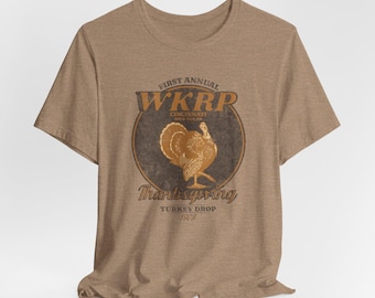 Thanksgiving Day Vintage Retro Shirt, Vintage WKRP Thanksgiving Day Shirt, First annual WKRP Thanksgiving Day Turkey Drop Unisex Tee