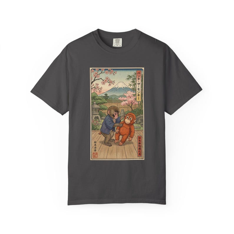 Punch The Monkey Comfort Colors Shirt, Baby Monkey Punch Tee, Japanese Zoo Monkey Unisex T-shirt Graphite