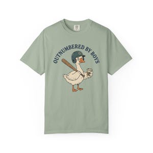 Funny Boy Mom Shirt, Outnumbered By Boys Tee, Baseball Mom Goose Graphic, Exhausted Mom Gift, Boy Mom Announcement Unisex T-shirt Bay