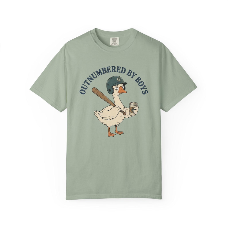 Funny Boy Mom Shirt, Outnumbered By Boys Tee, Baseball Mom Goose Graphic, Exhausted Mom Gift, Boy Mom Announcement Unisex T-shirt Bay