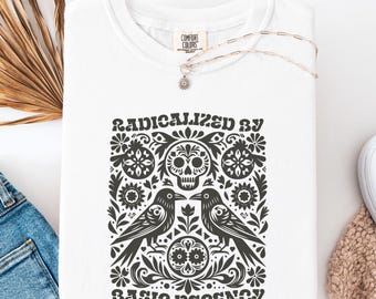 Radicalized By Basic Decency Shirt, Folk Art Crow Shirt, Comfort Colors Tee, Feminist Activist Gift, Political Statement Unisex T-shirt