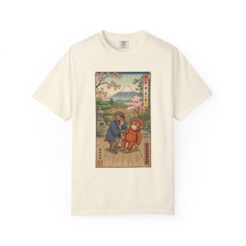 Punch The Monkey Comfort Colors Shirt, Baby Monkey Punch Tee, Japanese Zoo Monkey Unisex T-shirt Ivory