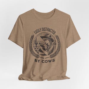 Easily Distracted By Cows Soft Shirt, Cow Lover Shirt For Her, Funny Cow Lover Shirt, Farm Lover, Cowgirl Shirt, Animal Lover Unisex Tee