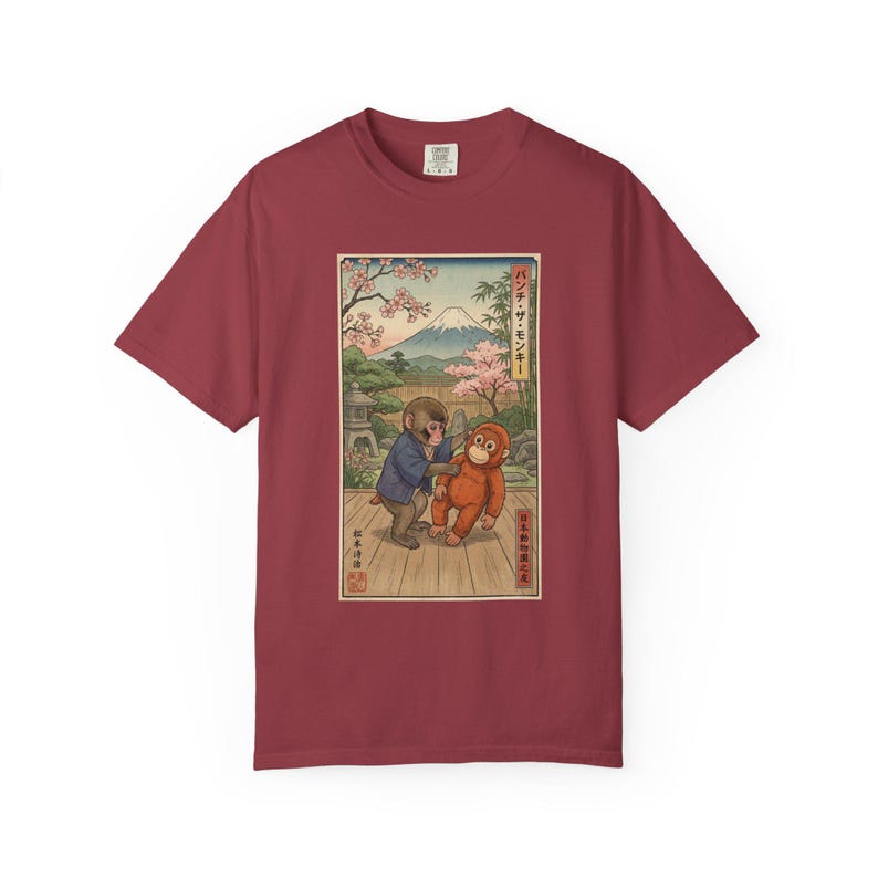 Punch The Monkey Comfort Colors Shirt, Baby Monkey Punch Tee, Japanese Zoo Monkey Unisex T-shirt Chili