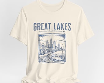 Great Lakes Shirts, Retro Great Lakes, Vintage travel Shirt, Michigan Shirts, Lake Michigan , Classic Travel Shirt, Road Trip Unisex t-shirt