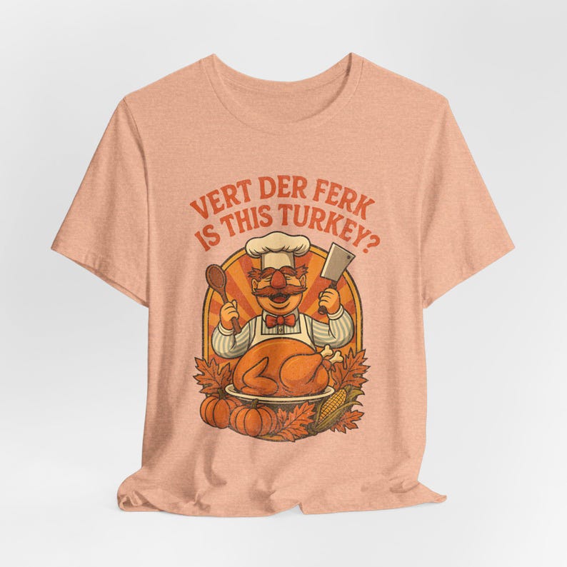 Camiseta divertida de Acción de Gracias con el chef sueco Vert Der Ferk, camiseta divertida para las fiestas, camiseta retro de los 70 con parodia de los Muppets, camiseta unisex de Acción de Gracias. imagen 6