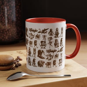 Italian Brainrot Meme Mug, 16 Characters Funny Meme Mug, Bombardino Crocodilo, Tung Tung Sahur, Chimpanzini Bananini Accent Coffee Mug 11oz