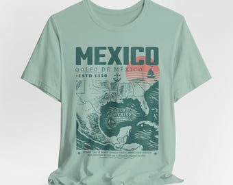 Gulf of Mexico Shirt, Golfo de México 1550 Retro Vintage Art T Shirt, Travel Mexico Unisex Tee