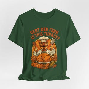Camiseta divertida de Acción de Gracias con el chef sueco Vert Der Ferk, camiseta divertida para las fiestas, camiseta retro de los 70 con parodia de los Muppets, camiseta unisex de Acción de Gracias. imagen 12