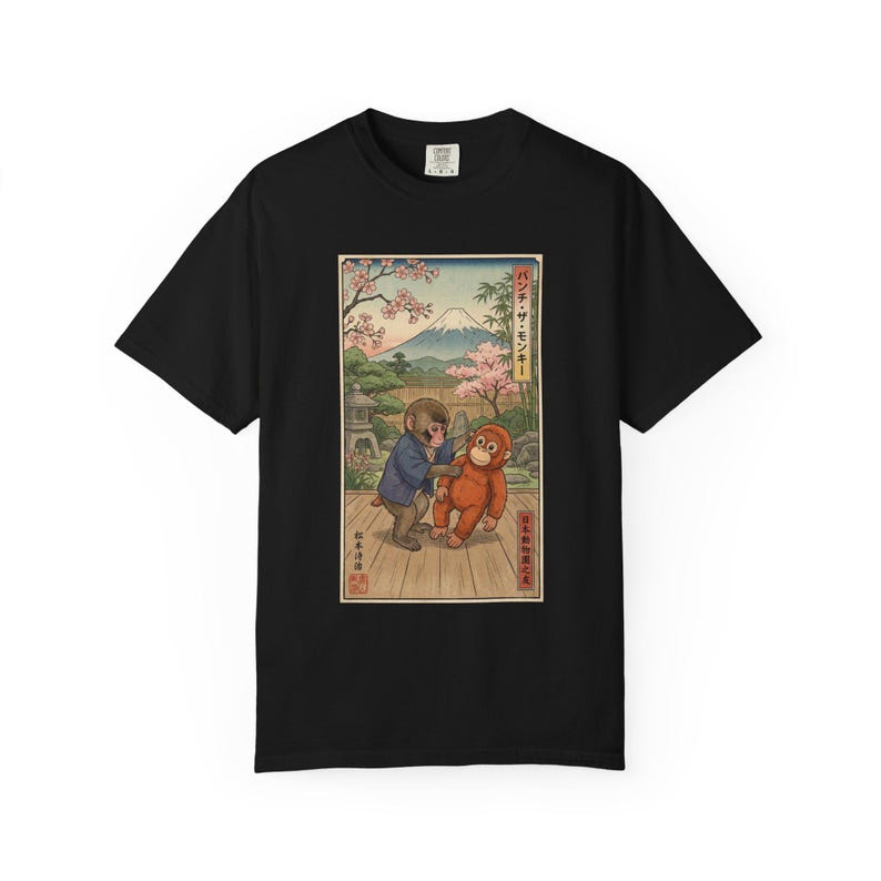 Punch The Monkey Comfort Colors Shirt, Baby Monkey Punch Tee, Japanese Zoo Monkey Unisex T-shirt Black