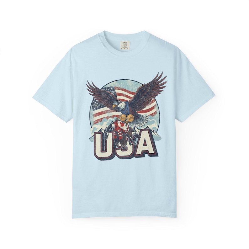 Funny USA Ice Hockey Eagle, USA Champions 2026 Shirt, USA Hockey Shirt 2026, Patriotic Ice Hockey Tee, Funny Sports Unisex T-shirt Chambray