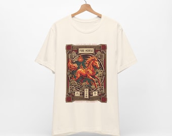 Year of the Fire Horse 2026 Shirt, Chinese New Year Zodiac Tee, Lunar New Year Horse Gift, Retro Chinese Graphic Unisex Tee