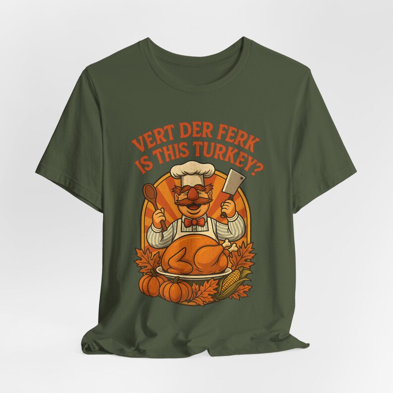 Camiseta divertida de Acción de Gracias con el chef sueco Vert Der Ferk, camiseta divertida para las fiestas, camiseta retro de los 70 con parodia de los Muppets, camiseta unisex de Acción de Gracias. imagen 11