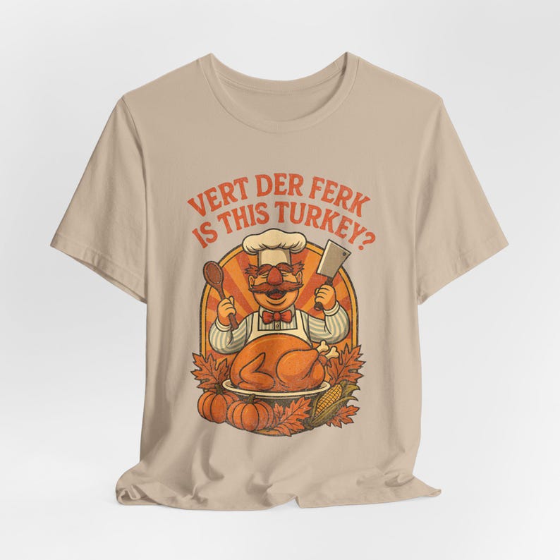 Camiseta divertida de Acción de Gracias con el chef sueco Vert Der Ferk, camiseta divertida para las fiestas, camiseta retro de los 70 con parodia de los Muppets, camiseta unisex de Acción de Gracias. imagen 7