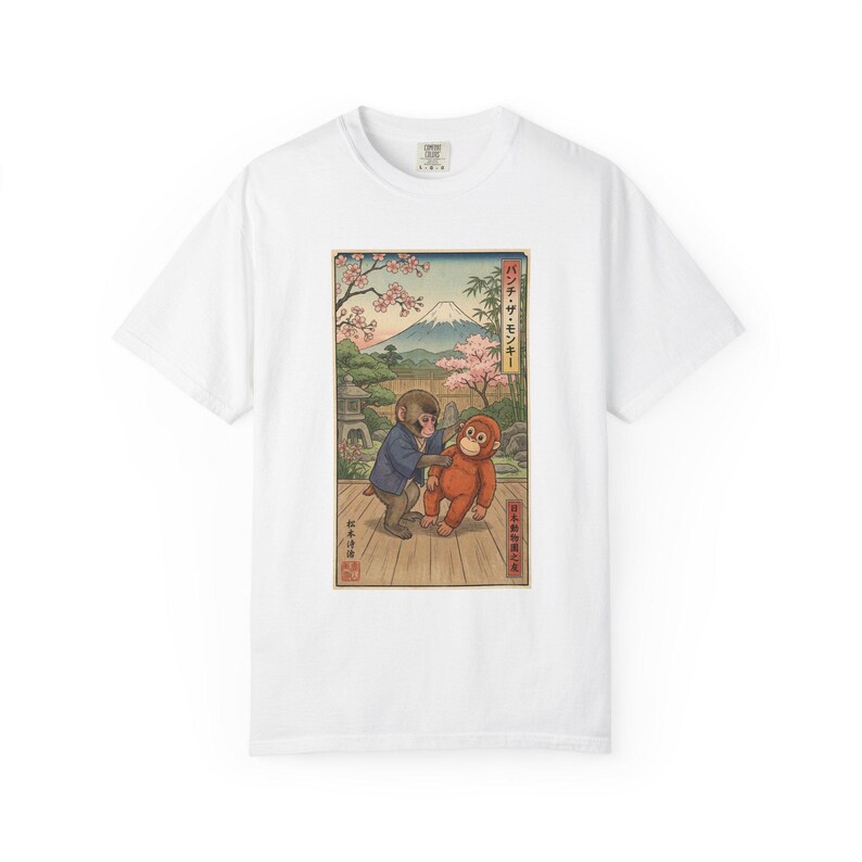 Punch The Monkey Comfort Colors Shirt, Baby Monkey Punch Tee, Japanese Zoo Monkey Unisex T-shirt White