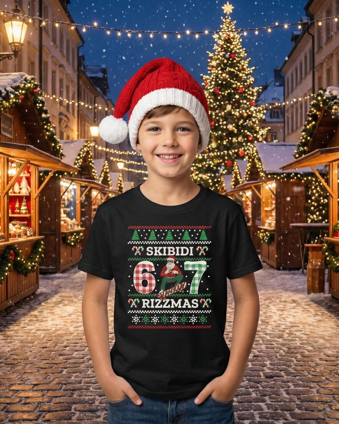 Skibidi 67 Rizzmas Youth Shirt, Funny Gen Alpha Christmas Tee, Viral ...