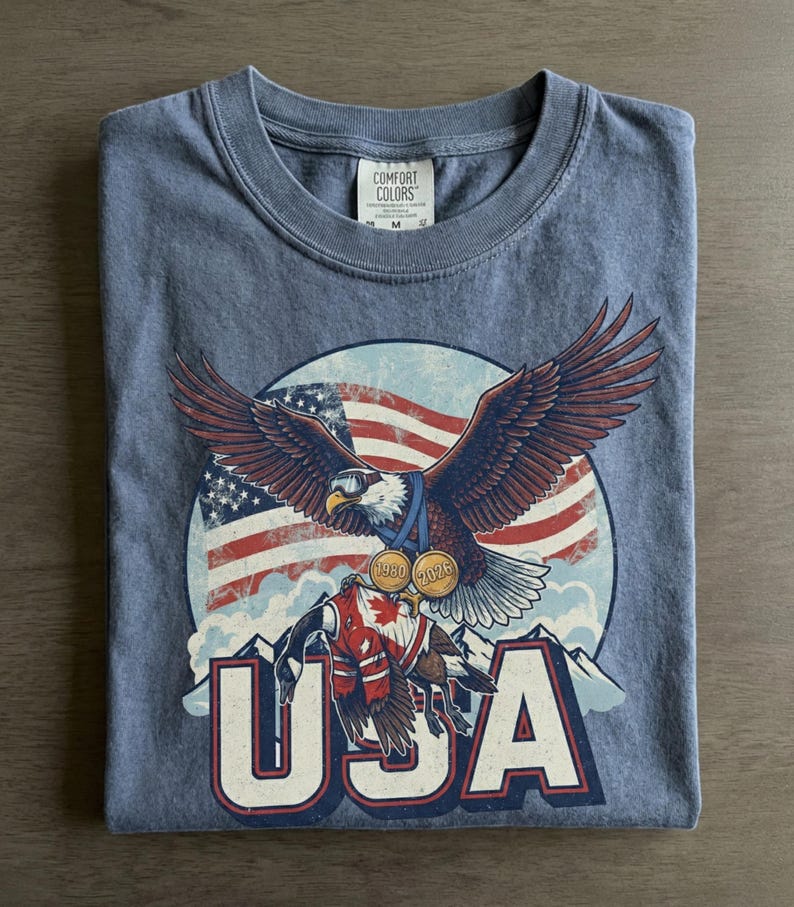 Funny USA Ice Hockey Eagle, USA Champions 2026 Shirt, USA Hockey Shirt 2026, Patriotic Ice Hockey Tee, Funny Sports Unisex T-shirt Midnight