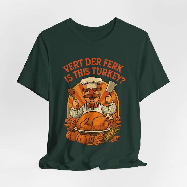Camiseta divertida de Acción de Gracias con el chef sueco Vert Der Ferk, camiseta divertida para las fiestas, camiseta retro de los 70 con parodia de los Muppets, camiseta unisex de Acción de Gracias. imagen 13