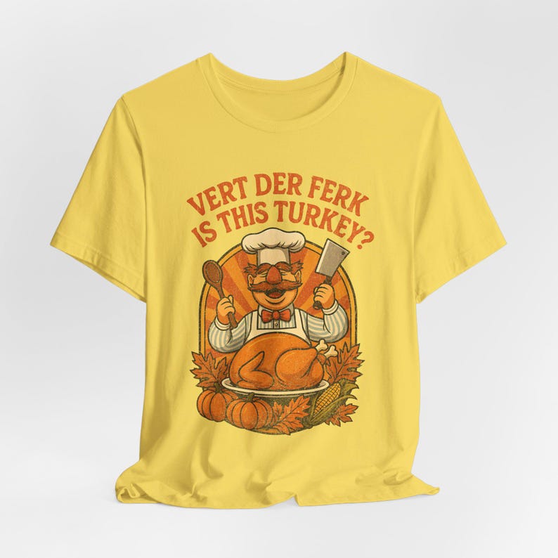 Camiseta divertida de Acción de Gracias con el chef sueco Vert Der Ferk, camiseta divertida para las fiestas, camiseta retro de los 70 con parodia de los Muppets, camiseta unisex de Acción de Gracias. imagen 10