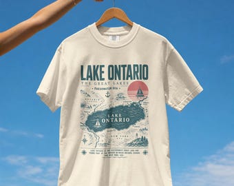 Lake Ontario Shirt, Great Lakes Resist Comfort Colors Tee, Vintage Canada Lake Shirt, Ontario Vacation Gift, Coastal Sailing Travel Tee
