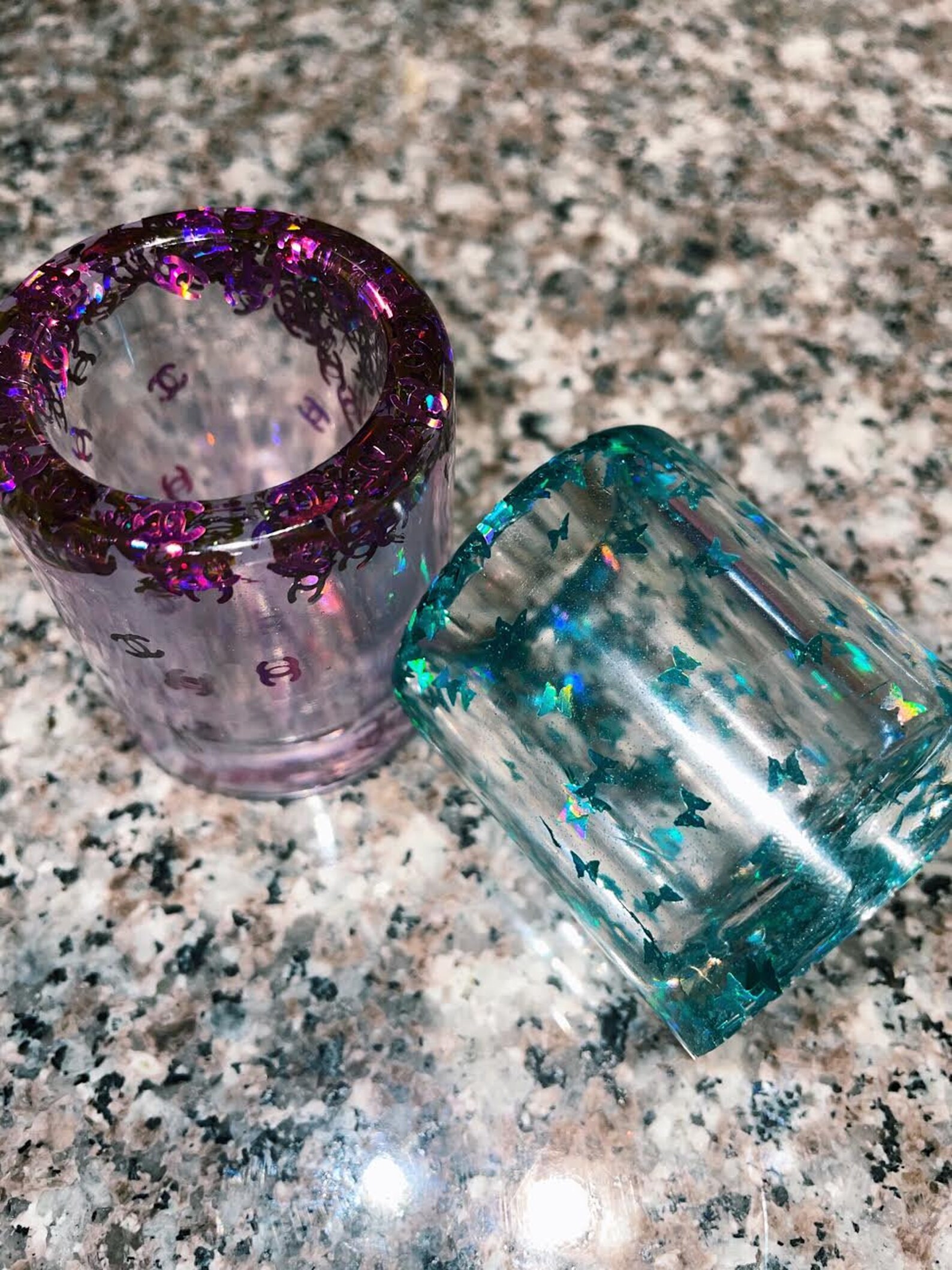 Butterfly Glitter Shot Glass Set Of Two Etsy