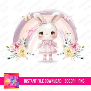 Easter Bunny Rainbow Easter - PNG-ontwerpbestand - sublimatie - Instant Download - digitale clipart