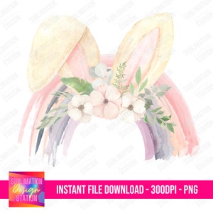 Easter Bunny Rainbow - PNG Design File - Sublimation - Instant Download - Digital Clipart