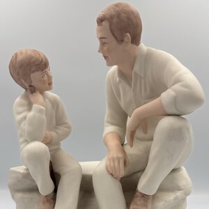 Vintage 1985 Colored Bisque Hansen Classics “Bridges” Figure – Father/Son – Made in USA