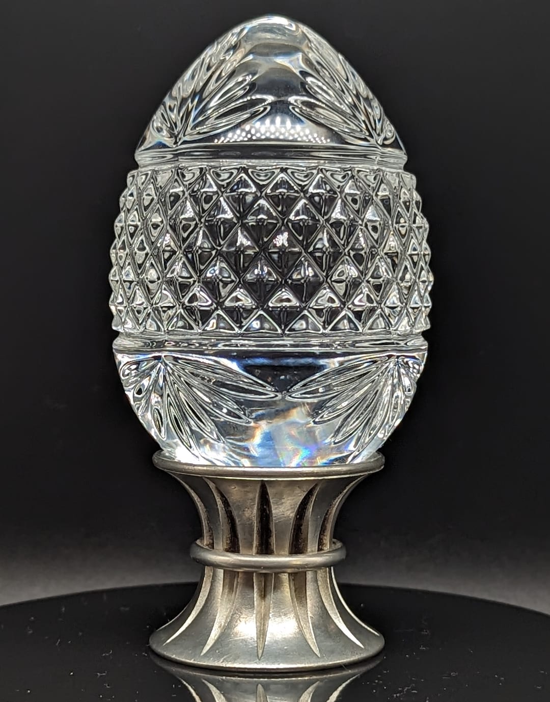 Lead Crystal Egg Paperweight With Metal Stand 1993 France Etsy