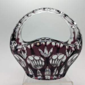 Nacthmann Bamberg Pattern Basket – Amethyst Purple Cut to Clear – Bavaria, Germany – Circa 1991