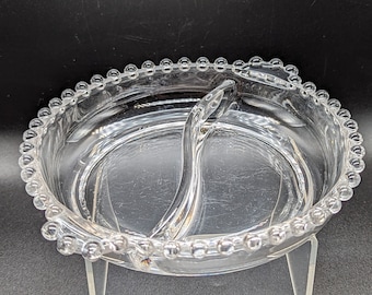 Imperial Candlewick 2-Part Divided Relish Dish – 2 Handles – Polished Bottom
