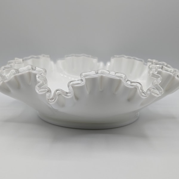 Fenton Art Glass Silver Crest 11” Double Ruffled Bowl