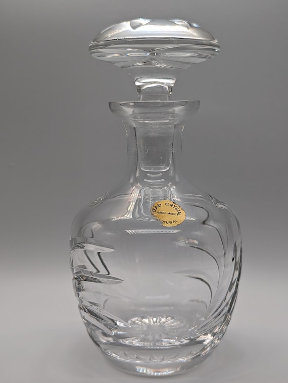 Handmade Lead Crystal Perfume Bottle with Stopper - from Portugal - Vintage