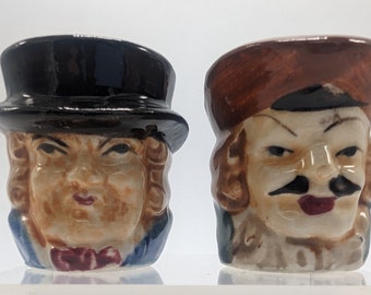 Toby Mug Style Ceramic Salt and Pepper Shakers – Made in Japan – Circa 1950s
