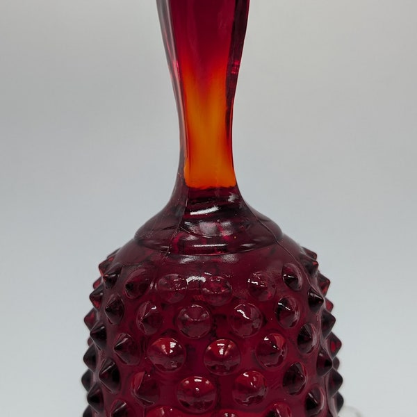 Fenton Art Glass Ruby Red Hobnail Dinner Bell –Made in USA – Circa 1960s