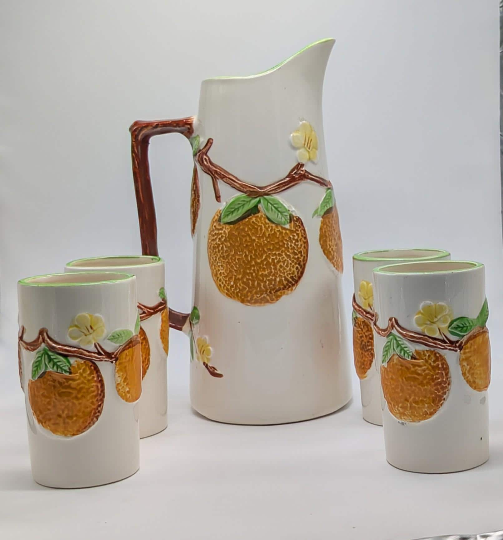 NAPCO, Ceramic Orange Juice Set C-6240, Pitcher and 4 Juice