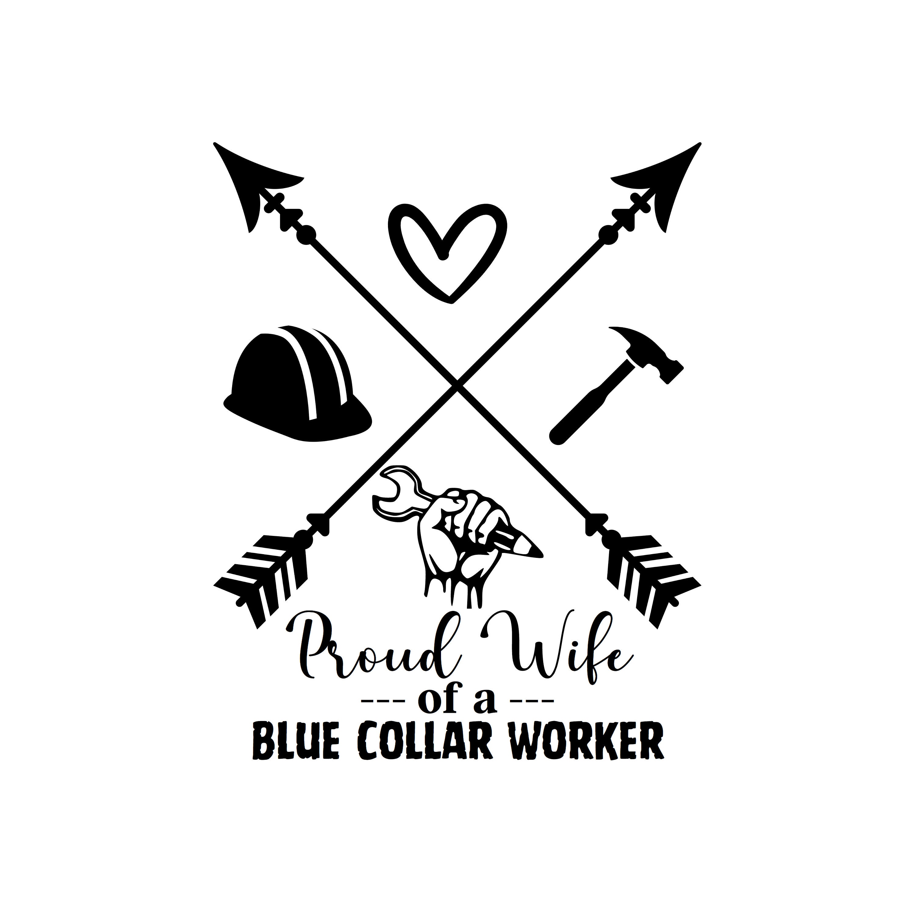 Blue Collar Stickers Proud Wife of a Blue Collar Worker Blue