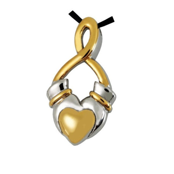 Claddagh Infinity Cremation Necklace in Premium Stainless Steel