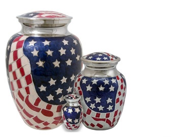American Flag Brass Urn (Three Sizes)