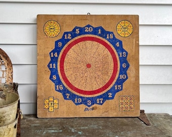 Vintage Deco Brand Double Sided Wood Darts Game With Patriotic Flair & America's Past Time - Vintage Games, Patriotic Décor, Americana