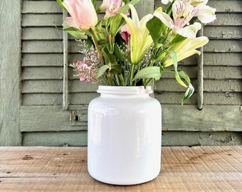 Beautiful Large Vintage White Stoneware Canning Crock - Vintage Stoneware, Vintage Crock, Neutral Décor, Farmhouse, Cottage, Kitchen Décor